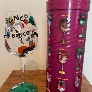 Colorful Bunco Wine Glass with Decorative Box